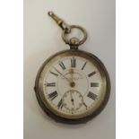 A 19th century Swiss-made silver open faced pocket watch, The Midland Lever,