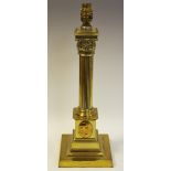An early 20th century Corinthian column brass lamp base,