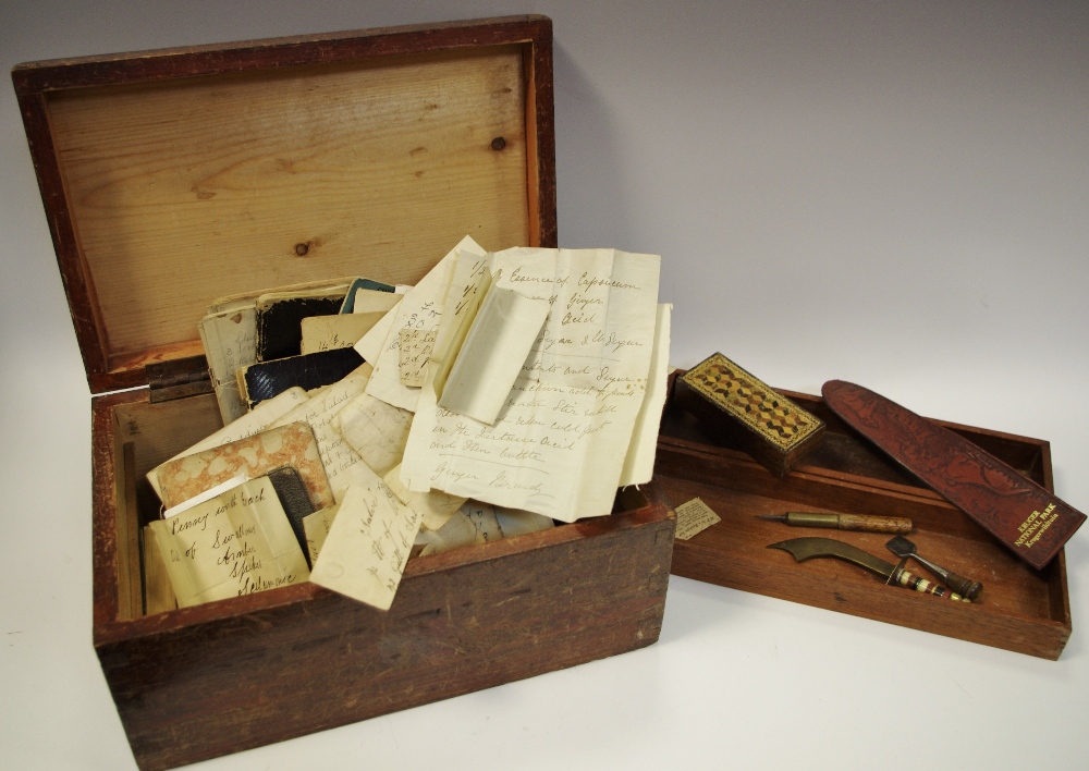 An early 20th century stained pine work box,