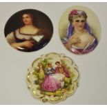 A Continental porcelain portrait miniature, probably Austrian; another,