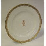 A Minton Buckingham Palace plate with gilded Queen Victoria monogram to centre,