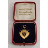 Football interest - an enamelled 9ct gold Derbyshire Football Association medal 1926-27,