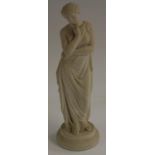 A 19th century Parian ware study, of a Classical muse, circular base, 25.