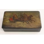 A 19th century Russian lacquer rounded recrtangular box,