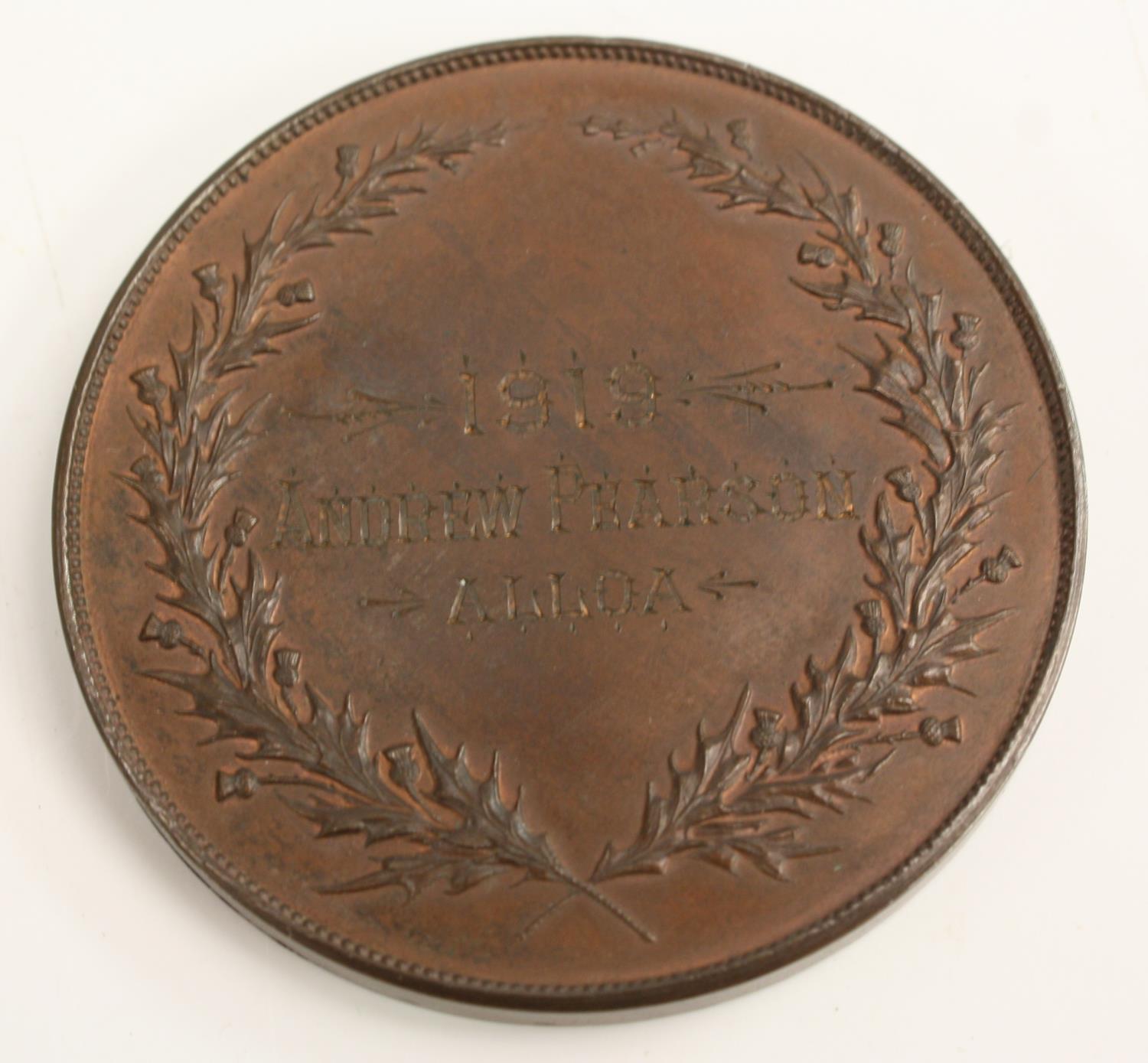 An early 20th century Scottish silver coloured metal medallion, Alloa Academy, - Image 3 of 5