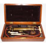 Medical Interest - a 19th century Scottish doctor's lacquered brass pump action enema syringe,