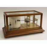 A late 19th century walnut four bellow barograph, by Woodward and Son, Derby,