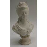 A Parian portrait bust, of Marie Antoinette, after Louis-Simon Boizot, socle,