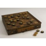 An early 19th century French Napoleonic prisoner of war straw work rectangular games board,