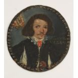 Continental School (17th/18th century) Portrait of a Gentleman armorial to verso, oil on copper,
