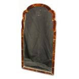 A late 19th century tortoiseshell shaped arched rectangular easel dressing table mirror,