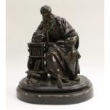 French School (19th century), a brown patinated bronze, of Gerardus Mercator (1512 - 1594), seated,