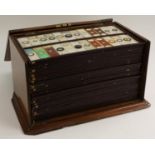 Microscopy - a late Victorian walnut microscope slide cabinet,