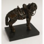 Animalier School (20th century), a brown patinated bronze, of a saddled horse,