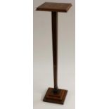 A mahogany, satinwood and marquetry statuary pedestal, square top, tapered pillar,