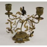 A 19th century gilt and dark patinated bronze two-light candelabrum,