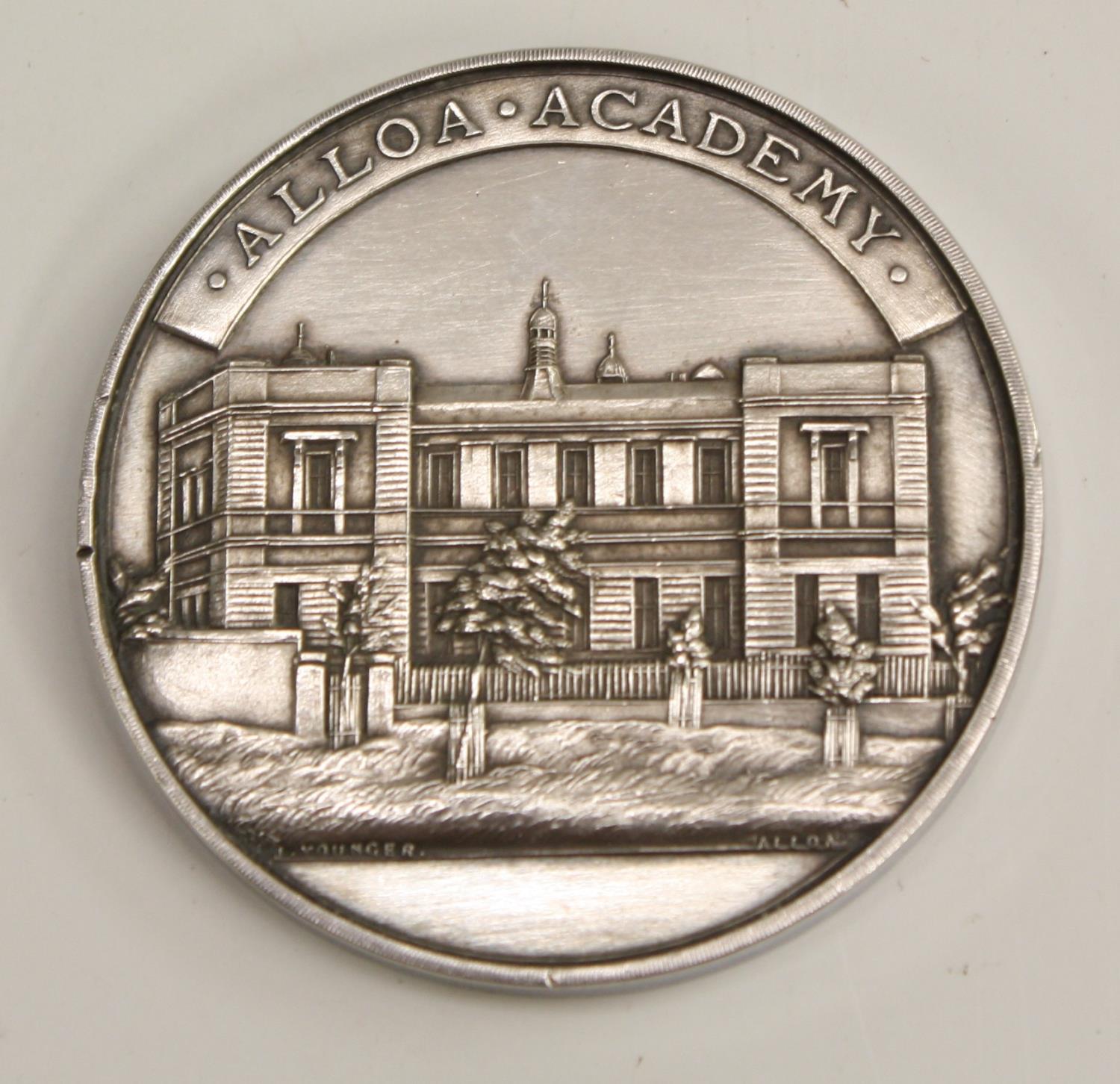 An early 20th century Scottish silver coloured metal medallion, Alloa Academy, - Image 5 of 5