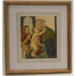 After the Renaissance Old Master Madonna and Child watercolour, 23cm x 19.