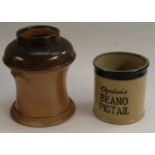Advertising - an early 20th century stoneware tobacconist's shop counter jar, Ogden's Beano Pigtail,