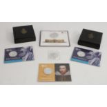 A collection of UK silver bullion 2 ounce coins: 1998 Britannia frosted proof in packet;