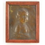 N Gratz (early 20th century), a brown patinated bronze bas relief, of a young boy,