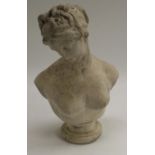 A Grand Tour type composition library bust, of a classical goddess, waisted socle,