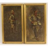 English School (early 20th century) A pair, Portraits of World War I Soldiers,
