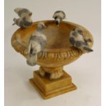 A Grand Tour Sienna marble saucer shaped table urn, after the Doves of Pliny [Capitoline Doves,
