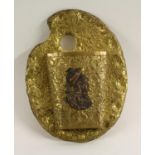 A 19th century gilt metal wall pocket, as an artist's easel,