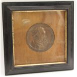 A 19th century brown patinated portrait roundel, of medallion form,
