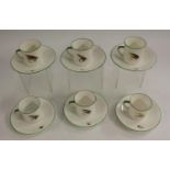 Angling - a Diamond China six piece coffee service, comprising six coffee cups and saucers,