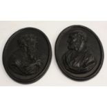 A pair of 19th century Grand Tour cast iron oval portrait plaques,
