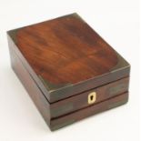 A George III brass mounted mahogany gentleman's campaign or travelling dressing case,