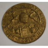 A Victorian gilt metal safe maker's plaque, Milners' Patent Fire-Resisting, No.