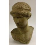 A large Grand Tour type cast 'stone' composition bust-length library sculpture,