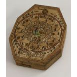 A dyptich portable compass sundial, printed papers and corded gnomon,