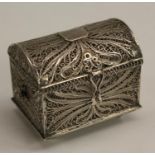 A 19th century Russian silver filigree miniature casket,