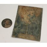 French School (19th century) St Anthony of Padua devotional icon, oil on tin, 27.5cm x 19.