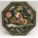 A small pietra dura octagonal table top,