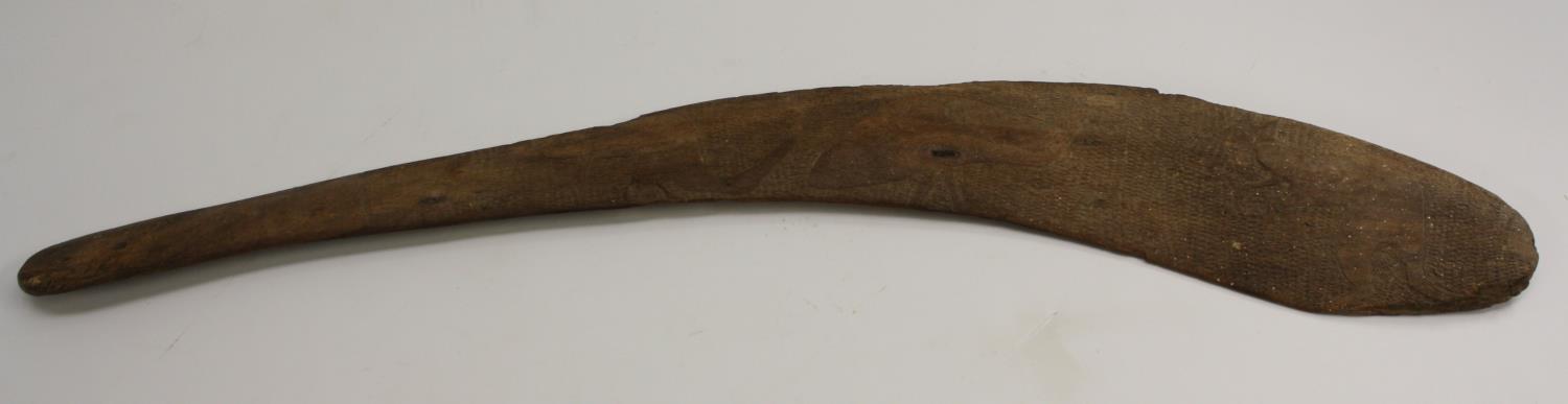 Tribal Art - an Australian Aboriginal hunting boomerang,