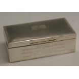 Military Interest - an early Elizabeth II silver rectangular cigarette box,