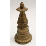 A Nepalese gilt bronze Buddhist temple ritual object, lotus base,