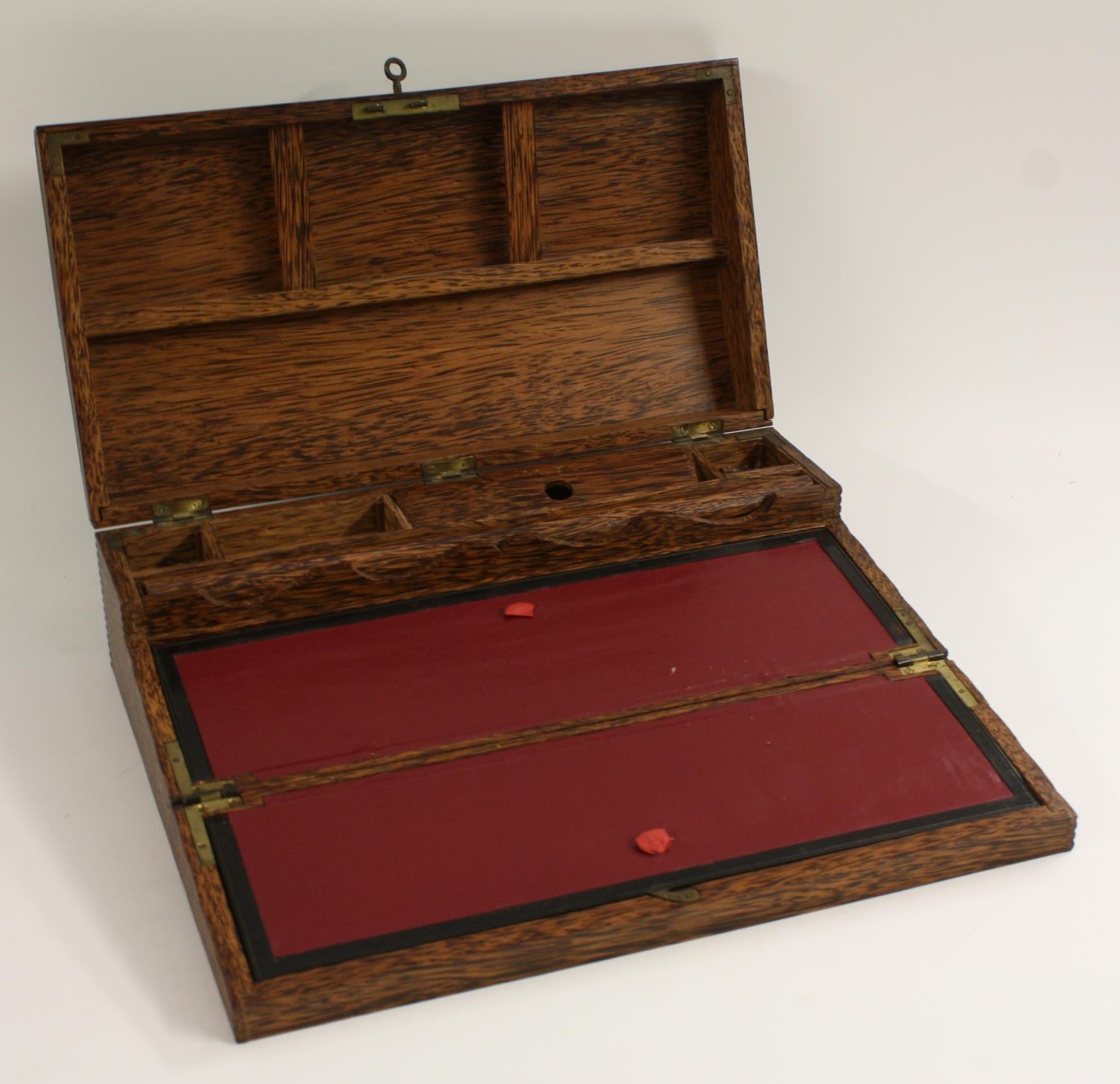 A 19th century Ceylonese or Anglo-Indian palmwood writing box, - Image 2 of 2