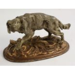 French School (early 20th century), a silvered and bronzed spelter model, of a sporting dog,