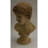 A museum-type composition bust, after the ancient Roman, waisted socle,