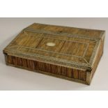 An early 19th century Anglo-Indian Vizagapatam and porcupine quill writing slope,