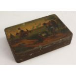 A 19th century toleware rounded rectangular tobacco box,
