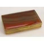 A 19th century gilt metal mounted agate rounded rectangular snuff box,
