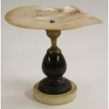 A gilt bronze, mother of pearl and marble 'wunderkammer' tazza, ovoid pillar, noir Belge socle,