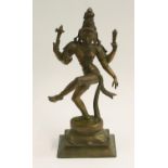 Indian School (19th century), a bronze, Shiva, lotus socle and rectangular base,